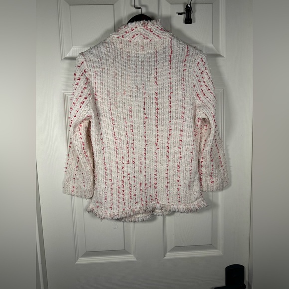 Nic + Zoe Woven Short Blazer Cream and Pink Textured Womens Size Petite Medium - Picture 7 of 9